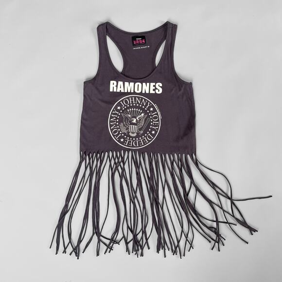 Y2K 1234 Fringe RAMONES Deconstructed Band Tee Racer Back 2012 Tank Top PUNK - Picture 1 of 10